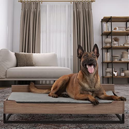 Дървени къщи за кучета и Кушетка за куче с Водоустойчив матрак, Голяма или много Голяма Повдигнати легло за домашни