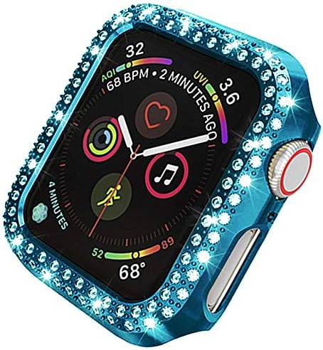 Съвместимост за Apple Watch SE Series 6 5 4 3 2 1 Двухрядный калъф-броня с покритие от КОМПЮТЪР с диаманти, лъскава