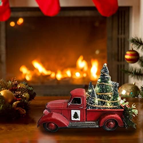 Mllkcao Червен Селска камион Коледна Украса, Коледни Декор Червен камион Селска Къща Ретро Червен Пикап с Коледни коледни