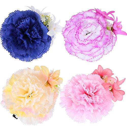 Сватбена шнола за коса Lurrose, 4 бр., щипки за коса с изкуствено цвете, родословни под формата на цветето карамфил,