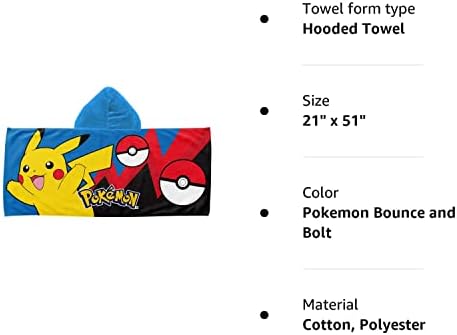 Младежко Плажна Кърпа Northwest Pokemon Bounce and Болт с качулка, 21 x 51