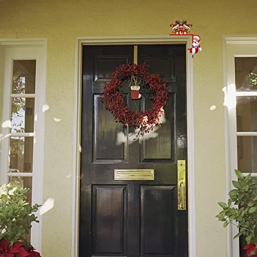 Коледен Вратата, Ъгъл, Забавен Дядо и Декориране на Рамката на Вратата с Елени, Креативна Статуя, Художествена Стенни