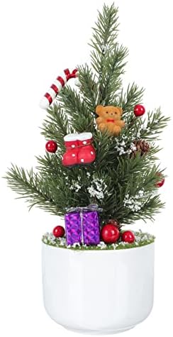 Ботаническата Декор игрална Маса Мини-Коледна Елха Миниатюрна Бор в Саксия с Червени Бери Буца Подарък Кутия