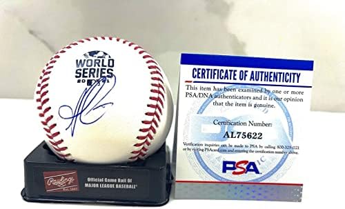 Ози Олбис Собственоръчно подписани Бейзболни Топки Световните серии 2021 г. Атланта Брейвз ДНК PSA 2 - Бейзболни
