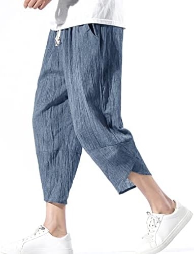 MIASHUI Размер на Открити Летни Нови Ежедневни Панталони от Ледената Коприна, Мъжки Модни Памучни Панталони-зреещи, Ретро