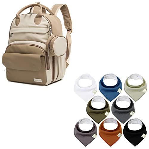 Раница-чанта за памперси KeaBabies и комплект Слюнявчиков от Органични бебешки Кърпи - Чанти За Свободни бременни - Супер