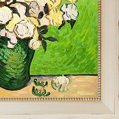 Ваза La Pastiche OverstockArt с рози работа на Винсент Ван Гог, ръчно рисувани с маслени бои върху платно, в рамката на Constantine,