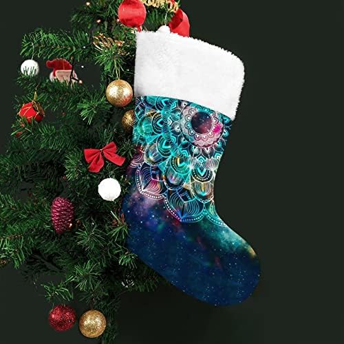 Акварел на Мандала с Галактика Коледни Чорапи Отглеждане на Коледна Елха Дядо коледа Декорации Висящи Украса