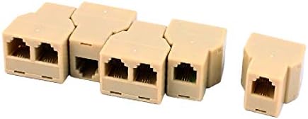 X-DREE Съединител-сплитер телефонен кабел RJ11 6P4C с вход към 2 изхода 5 бр. (RJ11 6P4C Hembra a 2 acoplader