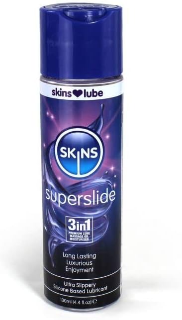 Skins Super Slide Лубрикант на силиконова основа 3в1 – Лубрикант, Масажно масло и хидратиращ крем в 1 флакон - Насладете