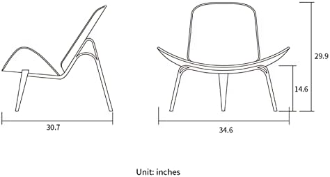 Трикрак стол-черупки в стил ЗЕФИСОНА Ханс Вегнера от Ясеневой шперплат, Бял стол с акцент от изкуствена кожа, Мебели за