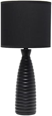 Настолна Лампа Simple Designs LT2076-BLK Alsace Ceramic Ribbed Bottle, Черен