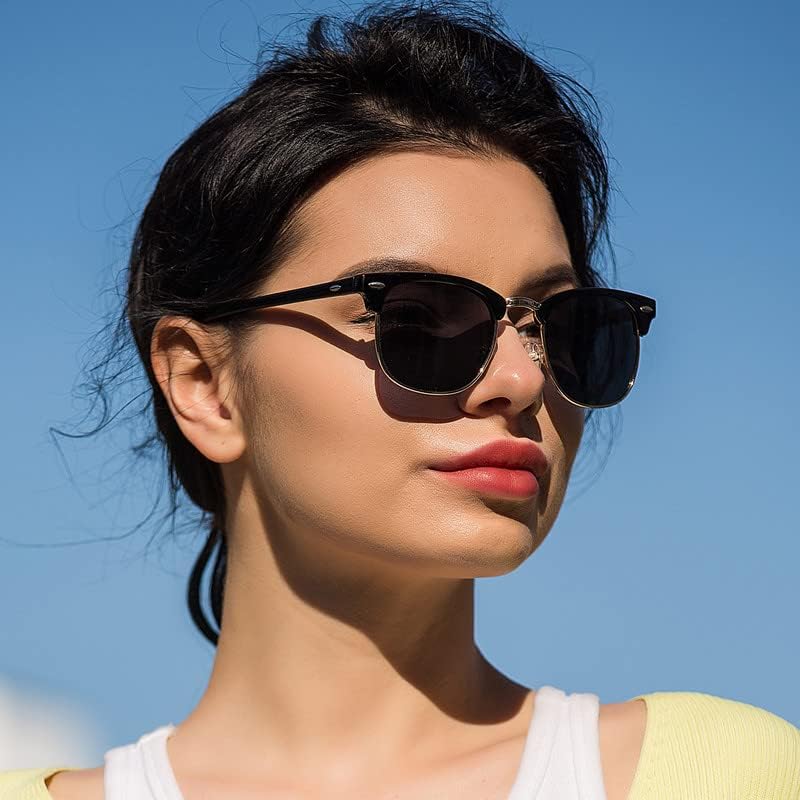 3 Опаковки Квадратни слънчеви очила за жени и мъже, Ретро-модерни нюанси, Лещи 3-те цвята (Синя светли очила в комплекта)