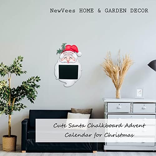 Коледна креда бяла дъска NewVees Santa Дните до Коледа Адвент-Календар с обратното броене на Коледа, Декоративна