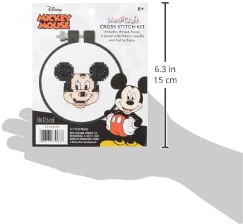 Dimensions Комплект за бродерия на кръстат бод с Мики Маус от Дисни за начинаещи, Бяла Аида 11 грама, 3 D