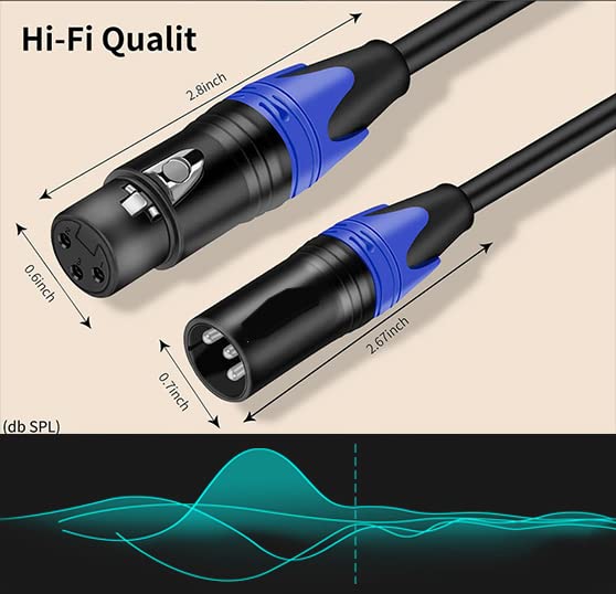 Кабели AuxLink XLR 50 фута, Микрофон, кабел, 3-пинов микрофон кабел XLR между мъжете и жените за акустични системи, радио