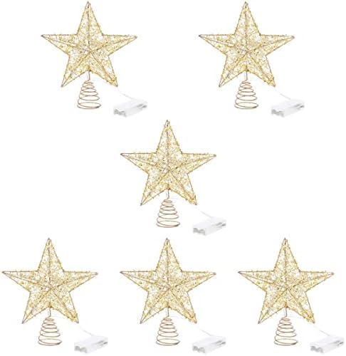 SOIMISS 6 бр. Коледен Коледа Topper във Формата на Светещи Звезди, Интериор на Върха на Дървото за Домашни Партита