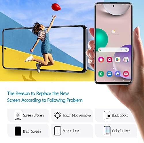 YWLRONG за Samsung Galaxy A51 A515 Подмяна на екрана на дисплея LCD Сензорен екран за Samsung A51 SM-A515U