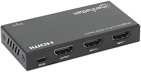 2-портов HDMI комутатор Manhattan HDMI 2.1 8K @ 60Hz -HDMI Switcher 2 в 1 с IR дистанционно управление, 8K 48