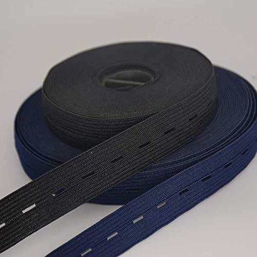 20 мм черно-бяла макара за шиене на колан отвор за копчета, вязаная еластична дъвка 48 ярда (черна, 20 мм)