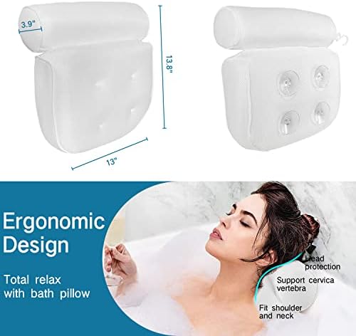 Подобрена възглавница за вана The Cicc, Поддържащи гърба и врата, спа възглавница и Ергономична вана за баня,