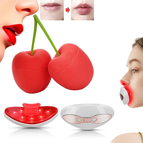 FERNIDA Cherry Lip plumper за по-Големи устни, Устройство за устни и очи 2 в 1 с Червена подсветка Devce (Бял)