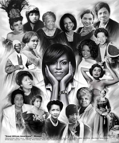 Велики афроамериканские жени Уишам Грегъри, Обама Райс Паркс Уинфри (20x24)