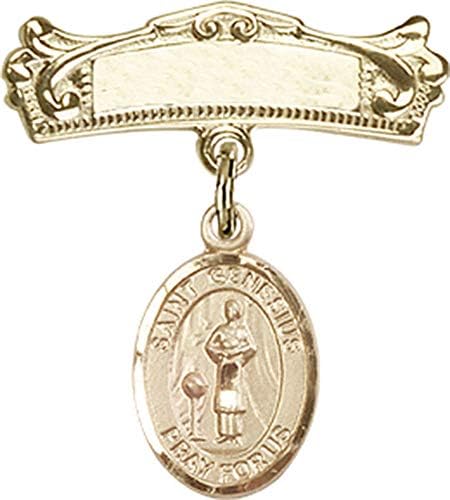 Детски икона Jewels Мания за талисман на Светия Генезия Римски и извита полирани игла за иконата | Детски иконата със златен