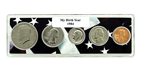 1984-5 Година на раждане монети , монтирани в держателе на американското Без лечение