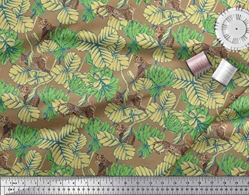 Плат от futon джърси Soimoi с листа и леопардовым любимец принтом ширина 58 см