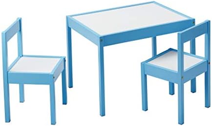 Набор от детски маси и столове Basics от 3 на предмети от Дърво с Плот, стирающейся в сухо състояние, Небето-Синьо