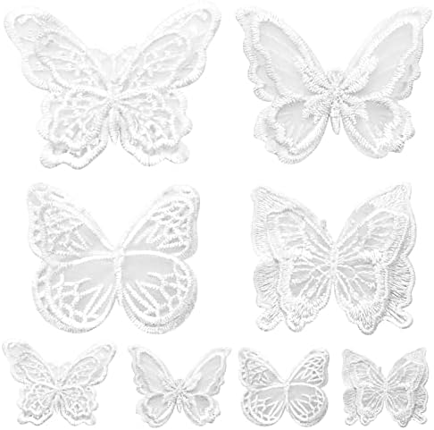12шт 4 Стила Лейси Апликация във формата на Пеперуда, Двуслойни Ленти с Бродерия в формата на Пеперуда, Апликации във формата