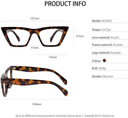 OCCI CHIARI Очила за четене за Жени Cat Eye Fashion Reader 0 1.0 1.25 1.5 1.75 2.0 2.25 2.5 2.75 3.0 3.5 4.0