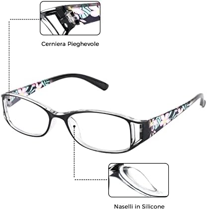 WALMXX 6 чифта Очила за четене, Дамска Мода и елегантни стари Очила за четене от смола с анти-синя светлина HD
