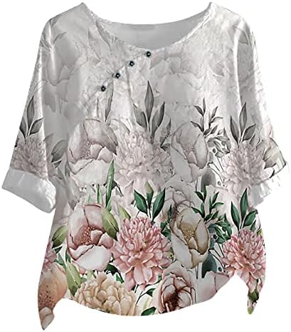 Блуза, Тениска за Жени Лято Есен Облекло Мода Блуза Копчета с кръгло деколте и Графичен Модел S4 S4