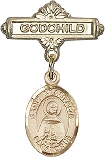 Детски икона Jewels Мания за талисман Света Анастасия и игла за икона Кръщелница | Детски иконата със златен