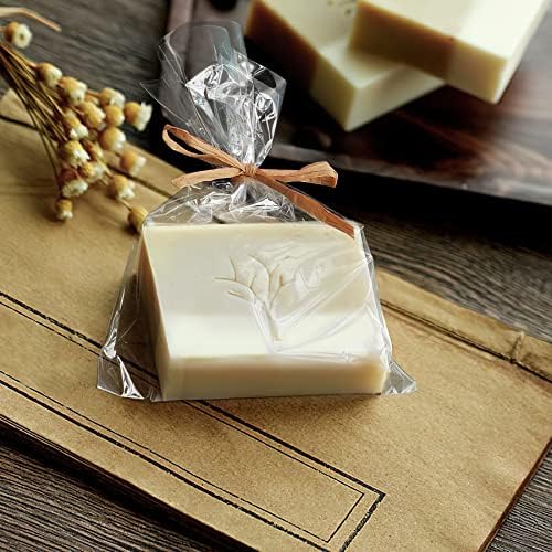 200шт Прозрачни опаковки за сапуни с Целофан и Пеньковой Въже за Подарък опаковки на сапун ръцете си, както и подаръци