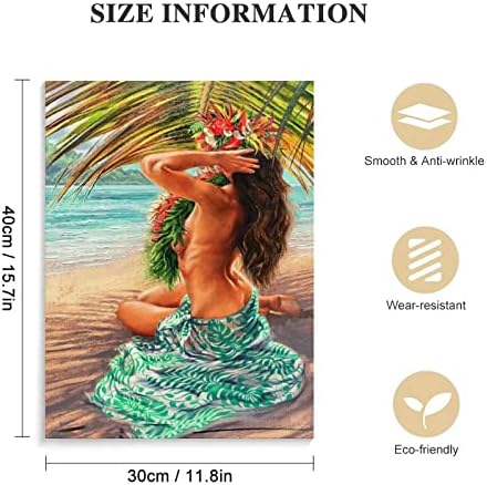 Стенно изкуство в сянката на палми на Таити, Ретро плакат с момиче Хула, Плакат за пътуване в Хавай, Платно, Художествен
