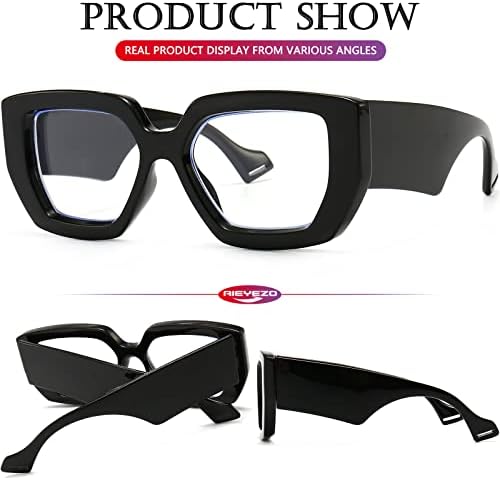 AIEYEZO Очила с Дебела Рамка, Синьо За Мъжете и Жените, Модерен Квадратен Компютърни Очила Срещу Пренапрежение на очите