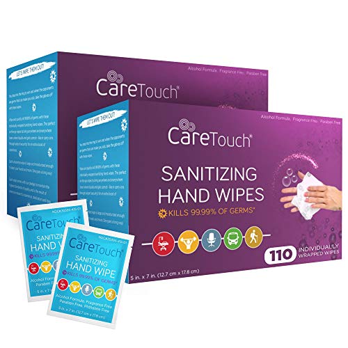 Кърпички за дезинфекция на ръце Care Touch – 220 опаковки, в индивидуална опаковка (Кутия за 2 кърпички за 110 единици