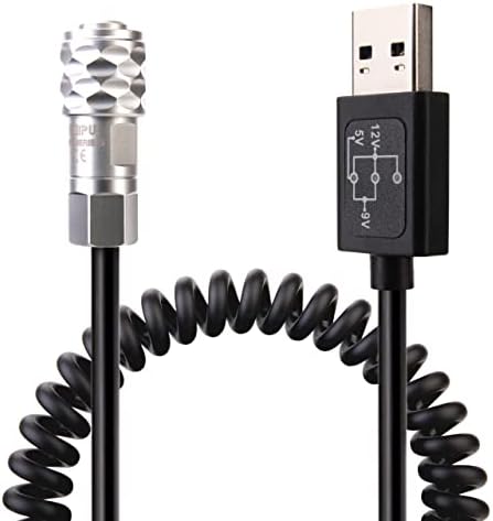 Спирален кабел за захранване KOERTACOO USB A 12 В за джобна филм Blackmagic 4K, QC 2,0/3,0 с конектор USB A към