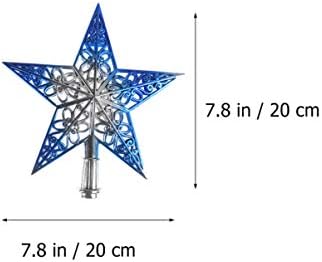 KESYOO 20 СМ Върхът на Коледно Сребристо-Синя Звезда, Върхът на Дървото е Куха, Лъскава, за Коледното Детски, Домашни