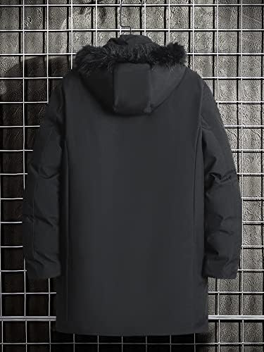 Якета за Мъже, Зимно палто с качулка на една плюшена подплата, на цип (Цвят: черен Размер: Средно)
