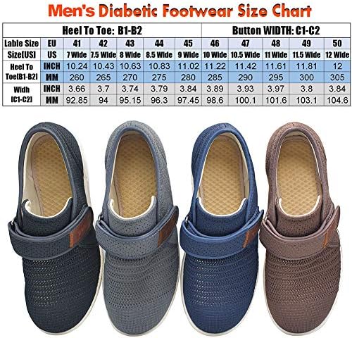 Мъжки диабет и обувки W & LESVAGO с регулируем обков, Лека Нескользящая широка удобни обувки за възрастни хора с отоци,