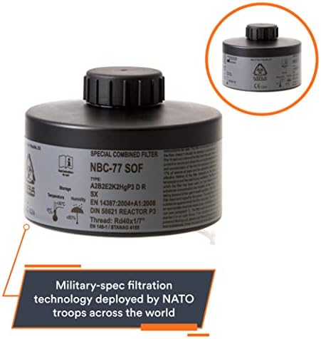 Филтъра на противогаза MIRA SAFETY M - Сертифициран филтър CBRN за полнолицевый респиратор, 40 мм, Филтър противогаза на НАТО,