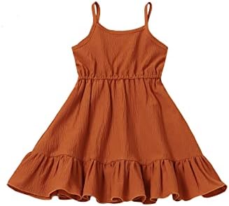 Лятна рокля на спагети презрамки SOLY HUX за малки момичета с Висока Талия И Стегнато По Дъното на спагети