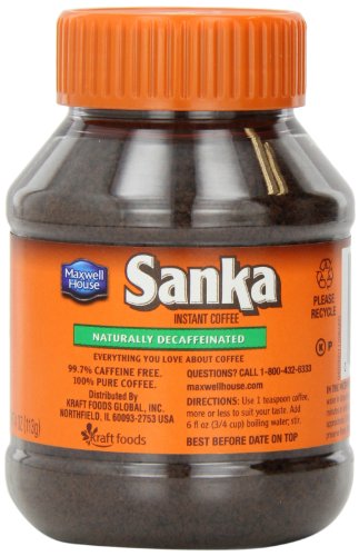 Разтворимо кафе Sanka без кофеин (4 банки за унция, опаковка от 6 броя)
