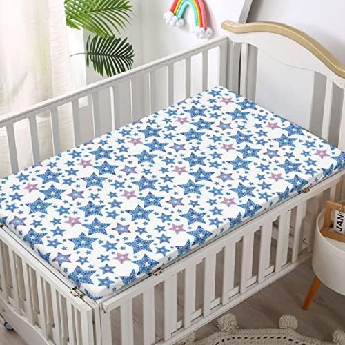 Чаршаф за легло в стила на звездите, Стандартен чаршаф за матрак на детско креватче Меки и дишащи кърпи - Отлични за