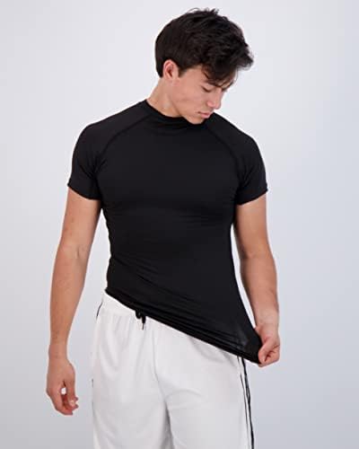 4 Опаковки: Мъжки Компресиране Риза с къс ръкав, Риза базов слой, Най-Active Атлетик Dry Fit Top (на Разположение в
