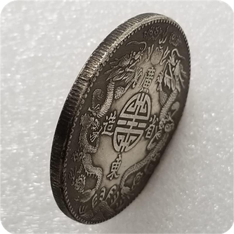 Старинни Занаяти Удебеляване На Династия Цин Гуандун Възпоменателна Монета Сребърен Долар 0315